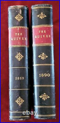 2 Antique Vintage Books The Quiver 1889 1890 Beautiful Illustrations Throughout