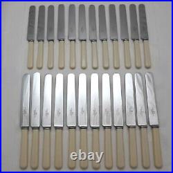 24 Antique English Dinner Table Knives Walker & Hall Cutlery Large / Medium Size