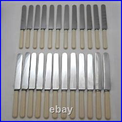 24 Antique English Dinner Table Knives Walker & Hall Cutlery Large / Medium Size