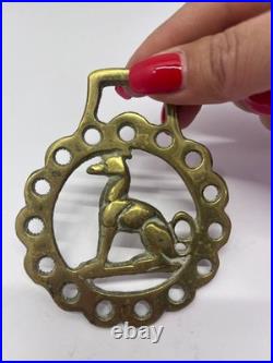 3 Vintage Horse Brasses Antique English Brass Harness Medallions Decor Set
