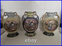 3 Vintage Large Antique Victorian Vase Vases