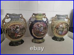 3 Vintage Large Antique Victorian Vase Vases