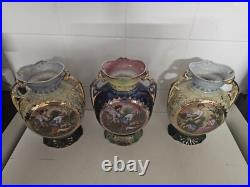 3 Vintage Large Antique Victorian Vase Vases