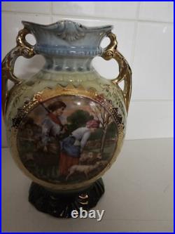 3 Vintage Large Antique Victorian Vase Vases