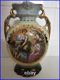 3 Vintage Large Antique Victorian Vase Vases