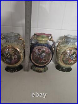 3 Vintage Large Antique Victorian Vase Vases