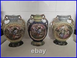 3 Vintage Large Antique Victorian Vases, Film Prop Display