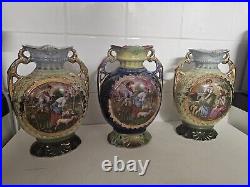 3 Vintage Large Antique Victorian Vases, Film Prop Display