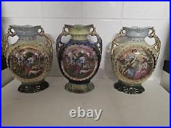 3 Vintage Large Antique Victorian Vases, Film Prop Display