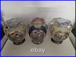 3 Vintage Large Antique Victorian Vases, Film Prop Display