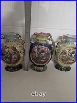 3 Vintage Large Antique Victorian Vases, Film Prop Display