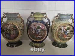 3 Vintage Large Antique Victorian Vases, Film Prop Display