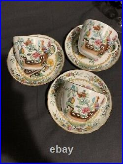 3 X Vintage English China Spode Asiatic Peasant Cup & Saucer