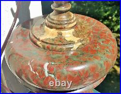 30LBS! Antique cornish serpentine english table lamp vtg polished stone cornwall