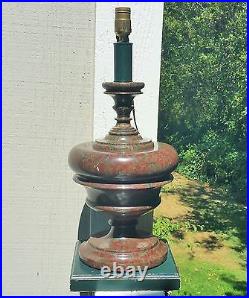 30LBS! Antique cornish serpentine english table lamp vtg polished stone cornwall