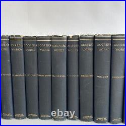 31 VOLUMES COOPERS WORKS J Fenimore Cooper Books Antique Vintage Lot Navy Decor