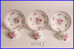 3x Antique English Worcester Cup and Saucers. 18th Century