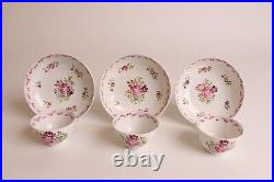 3x Antique English Worcester Cup and Saucers. 18th Century