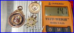 3x Vintage/Antique English 9ct Gold Watch Fob Medals. 14.7 Grams. FreeUKP&P