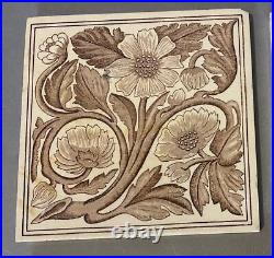 4 Vintage Antique Victorian English Porcelain Floral Decorated 6 Pottery Tiles