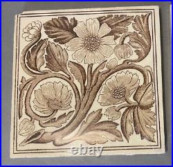 4 Vintage Antique Victorian English Porcelain Floral Decorated 6 Pottery Tiles