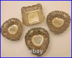 4x Small Vintage English Sterling Silver Bon Bon Dish 1901 And 1946 73 Grams