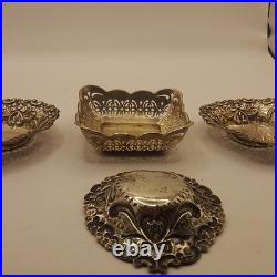 4x Small Vintage English Sterling Silver Bon Bon Dish 1901 And 1946 73 Grams