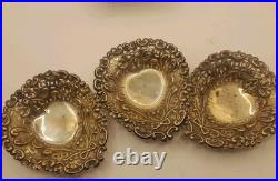 4x Small Vintage English Sterling Silver Bon Bon Dish 1901 And 1946 73 Grams