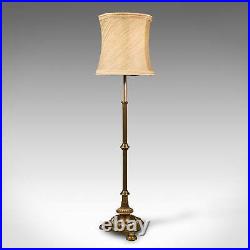 6'8 Tall Vintage Standard Lamp, English, Brass, Adjustable Reading Light, 1940