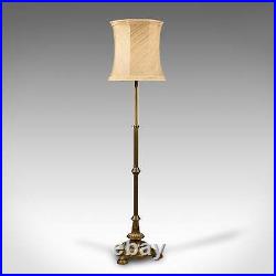 6'8 Tall Vintage Standard Lamp, English, Brass, Adjustable Reading Light, 1940