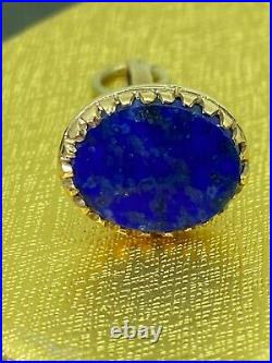 9K Yellow Gold & Lapis Lazuli Vintage English Antique Fob Charm
