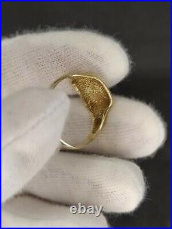 9kt Gold Ring Seal English Engraved Gold Signet English Ring Vintage Antique