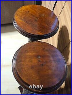 A Pair of Tall Vintage Solid Wood English Barley Twist Torchère Plant Stands