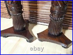 A Pair of Tall Vintage Solid Wood English Barley Twist Torchère Plant Stands