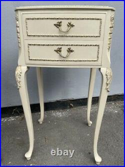 A Pair of Vintage French Antique Style Bedside Cabinets in Old English White