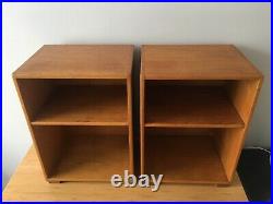 A Pair of Vintage Mid-Century 1959 English Oak Bedside Table Cabinets