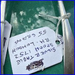 A Vintage Pair Of Sterling Silver Old English Soup Spoon 1752