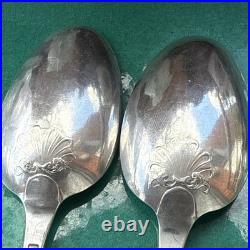 A Vintage Pair Of Sterling Silver Old English Soup Spoon 1752