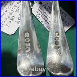 A Vintage Pair Of Sterling Silver Old English Soup Spoon 1803