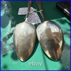 A Vintage Pair Of Sterling Silver Old English Soup Spoon 1808