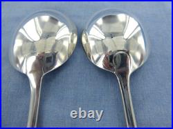 A Vintage Pair Of Sterling Silver Old English Soup Spoons. London 1928