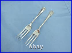 A Vintage Pair Of Sterling Silver Old Englishrat Tail Dessert Forks London 1966