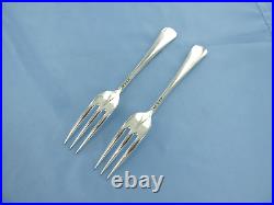 A Vintage Pair Of Sterling Silver Old Englishrat Tail Dessert Forks London 1966