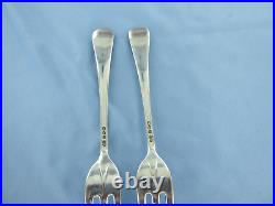 A Vintage Pair Of Sterling Silver Old Englishrat Tail Dessert Forks London 1966