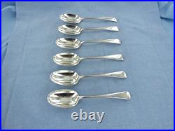 A Vintage Set Of 6 Sterling Silver Old English Dessert Spoons. London 1930