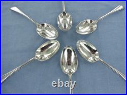 A Vintage Set Of 6 Sterling Silver Old English Dessert Spoons. London 1930