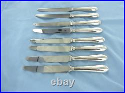 A Vintage Set Of Eight Sterling Silver Old English Desser Knives Sheffield 1993