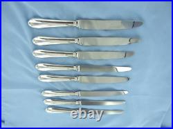 A Vintage Set Of Eight Sterling Silver Old English Desser Knives Sheffield 1993