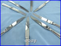 A Vintage Set Of Eight Sterling Silver Old English Desser Knives Sheffield 1993