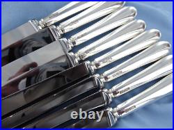 A Vintage Set Of Eight Sterling Silver Old English Desser Knives Sheffield 1993